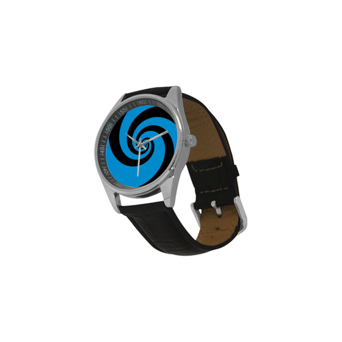 BLACK & BLUE SWIRL Men's Casual Leather Strap Watch(Model 211)