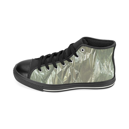 crumpled foil silver High Top Canvas Women's Shoes/Large Size (Model 017)