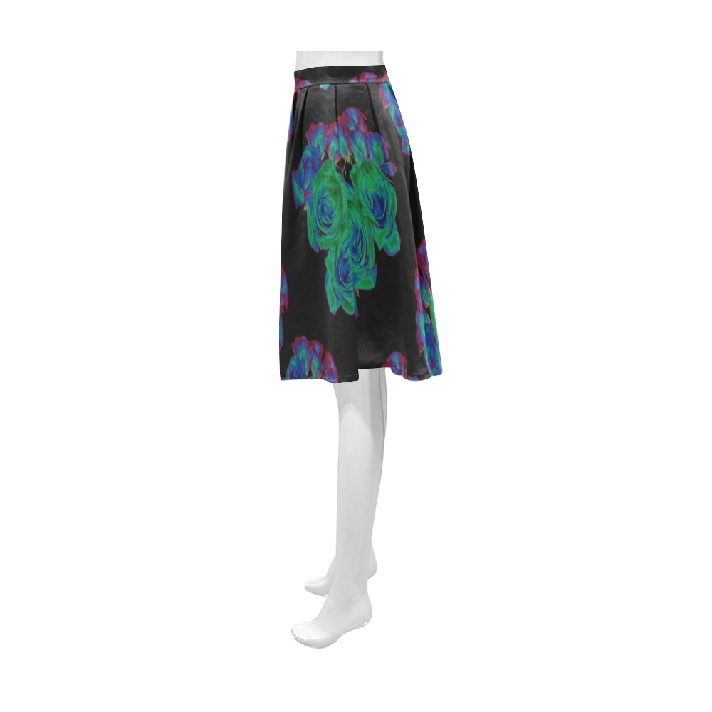 Bouquets of Blue Green and Red Roses Athena Women's Short Skirt (Model D15)