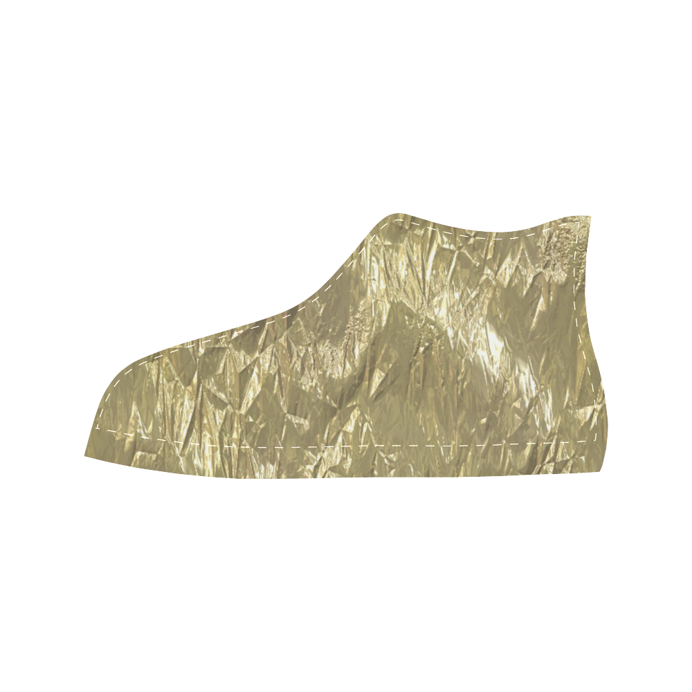 crumpled foil golden Aquila High Top Microfiber Leather Women's Shoes/Large Size (Model 032)