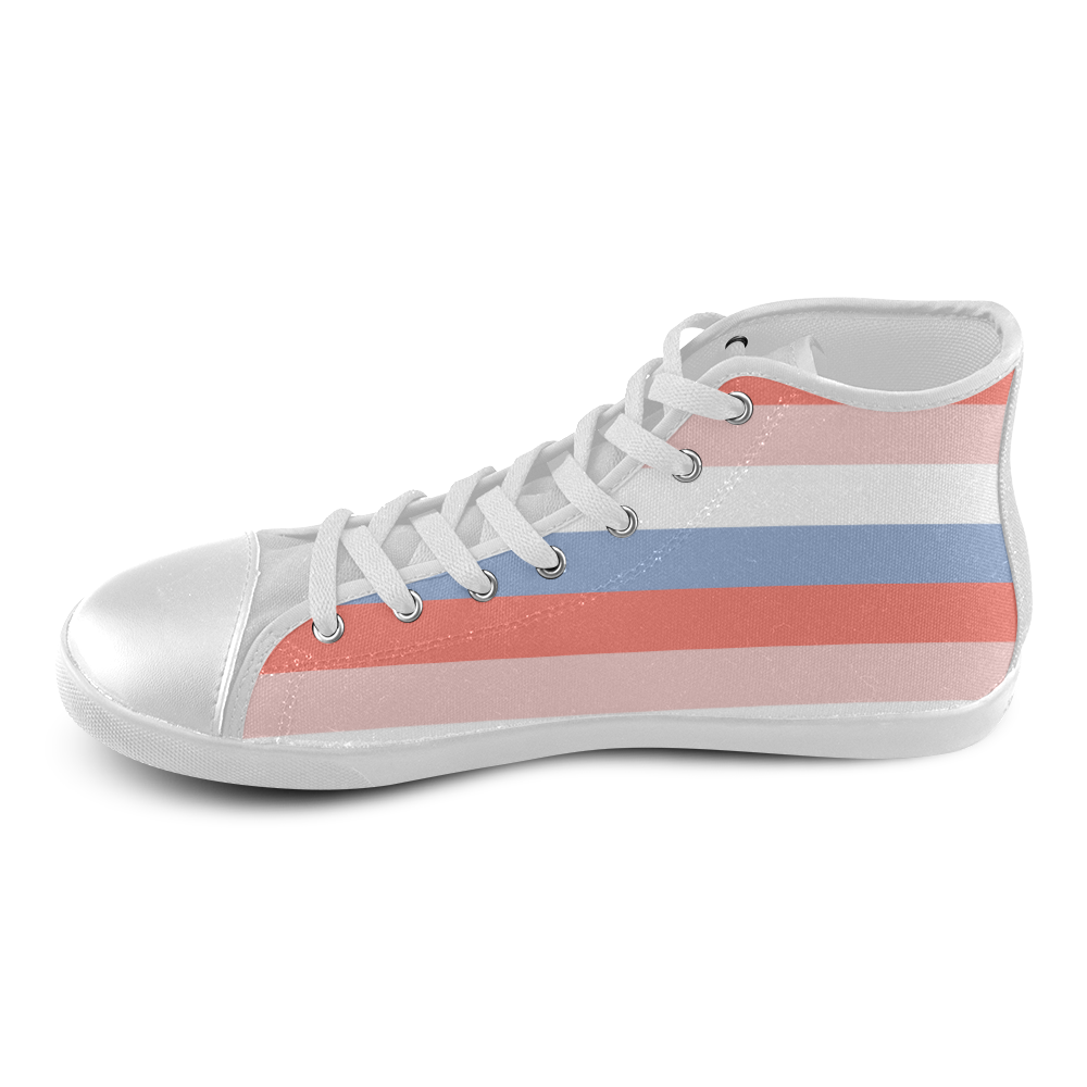 New! Designers shoe. Rosé quartz and Sérenity blue. Original designers shoes with rainbow stripes. K High Top Canvas Kid's Shoes (Model 002)
