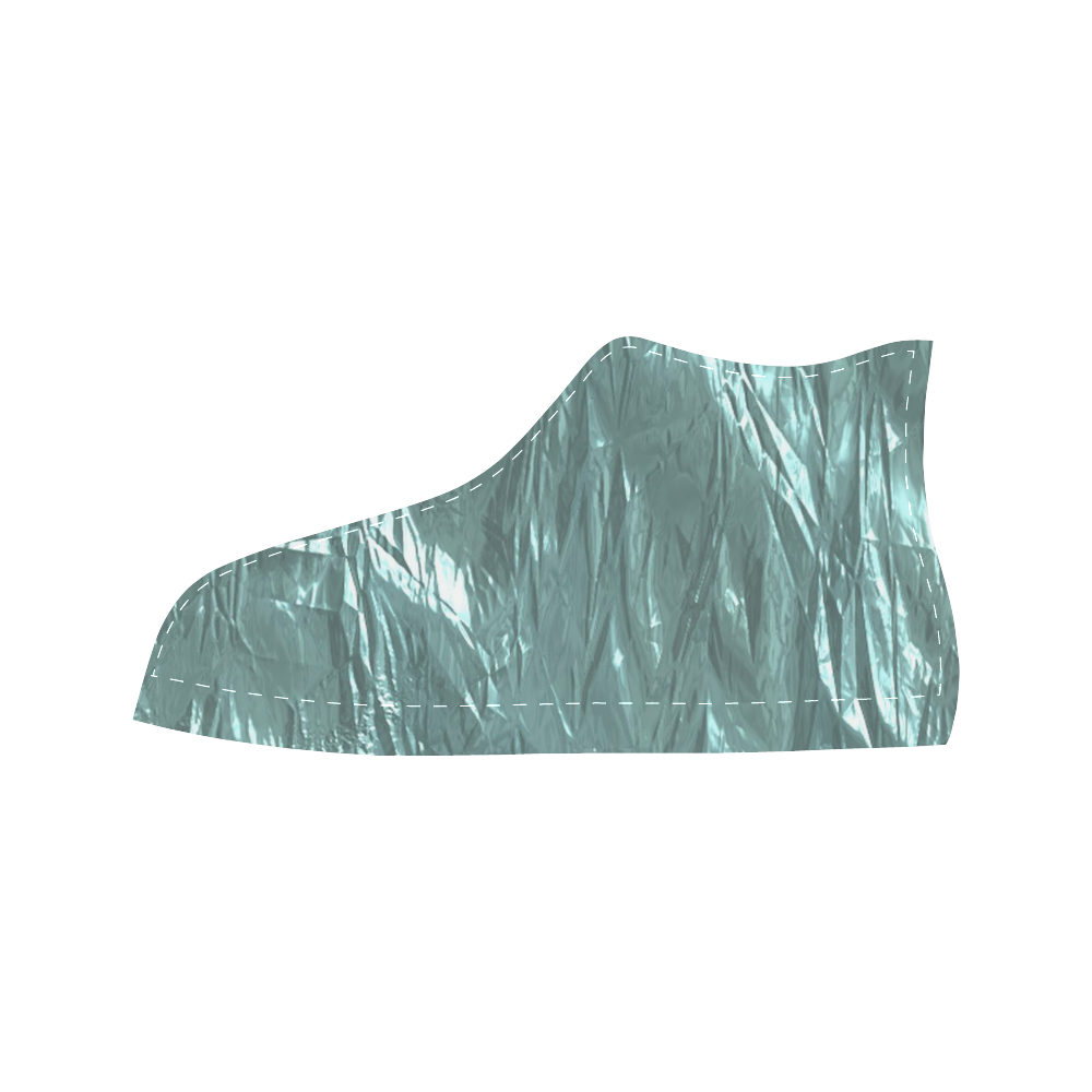 crumpled foil teal Aquila High Top Microfiber Leather Men's Shoes/Large Size (Model 032)
