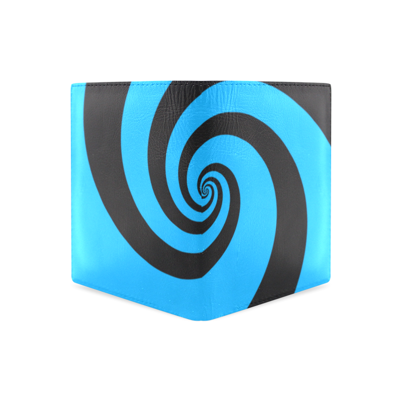 BLACK & BLUE SWIRL Men's Leather Wallet (Model 1612)