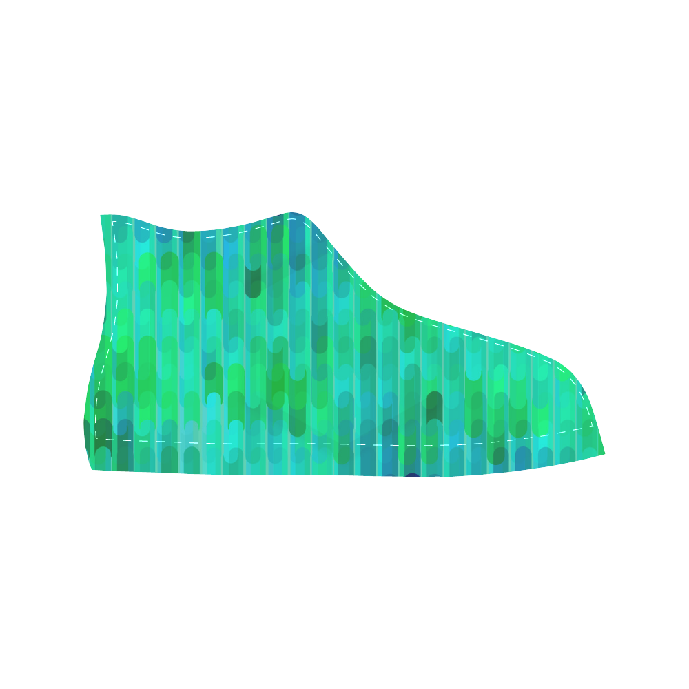 Beautiful Blue Green Abstract Pattern Aquila High Top Microfiber Leather Women's Shoes (Model 032)