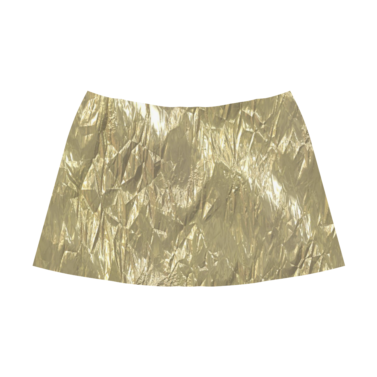 crumpled foil golden Mnemosyne Women's Crepe Skirt (Model D16)