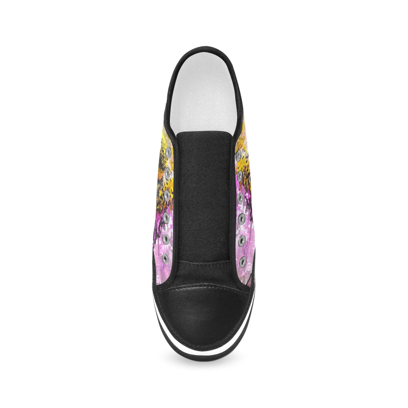 Floral ArtStudio 281016 B Women's Canvas Zipper Shoes/Large Size (Model 001)