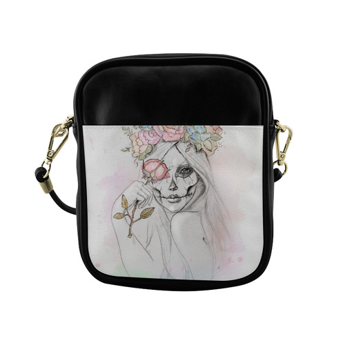 Boho Queen, skull girl, watercolor woman Sling Bag (Model 1627)
