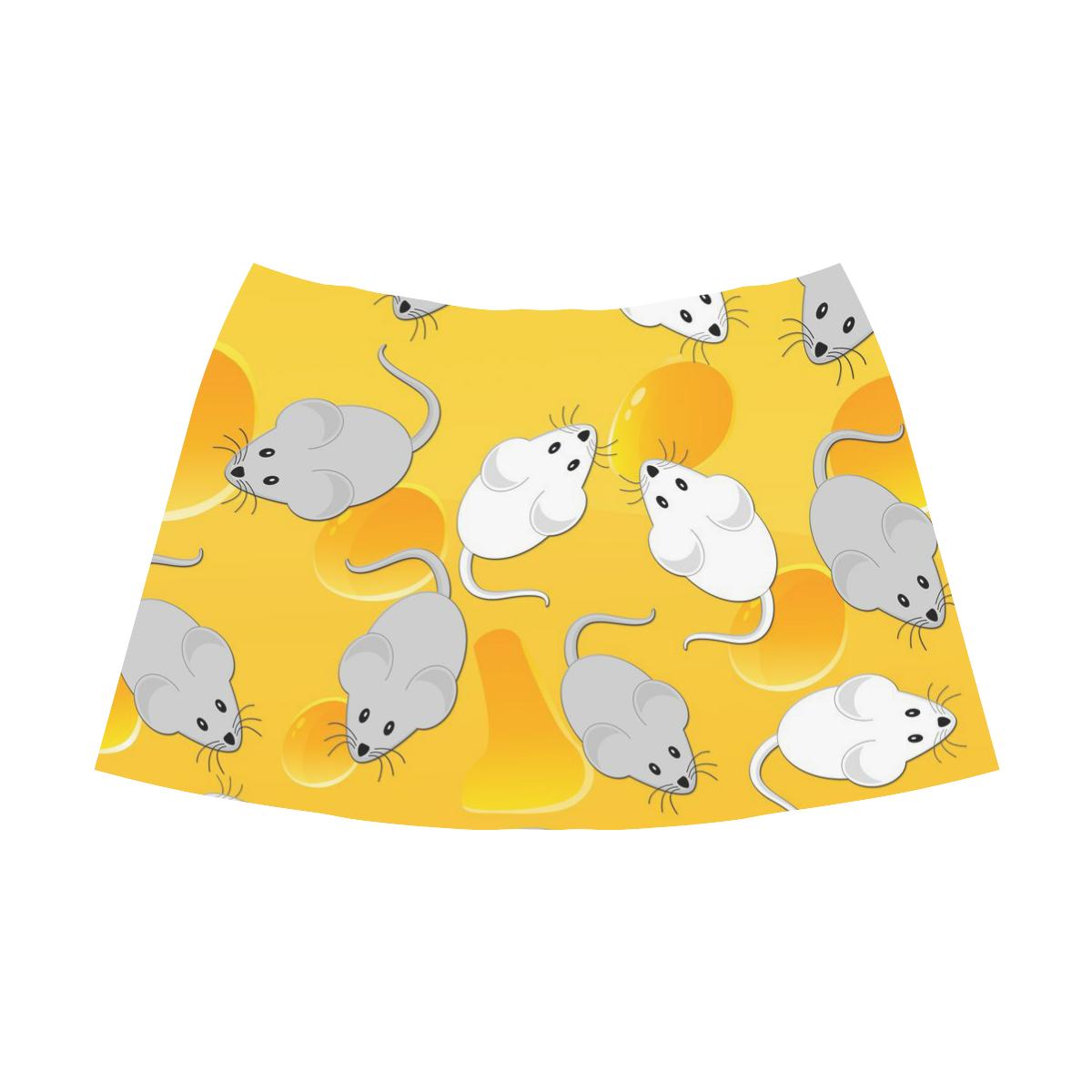 mice on cheese Mnemosyne Women's Crepe Skirt (Model D16)