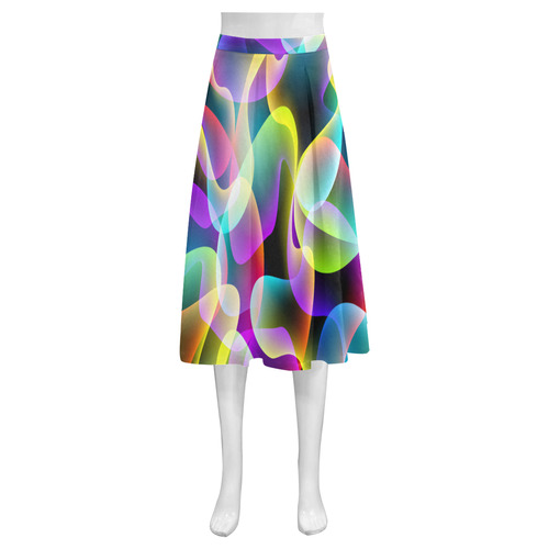glowing swirls Mnemosyne Women's Crepe Skirt (Model D16)