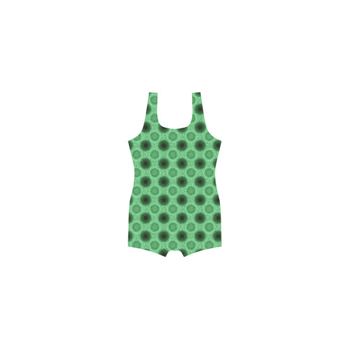 Metallic Green Polka Dots Abstract Classic One Piece Swimwear (Model S03)