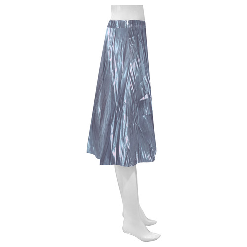 crumpled foil blue Mnemosyne Women's Crepe Skirt (Model D16)