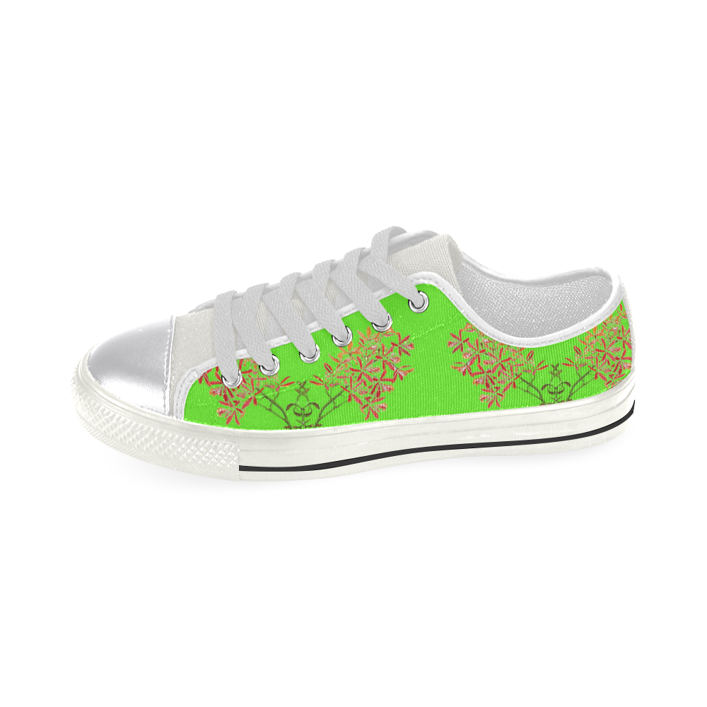 orchids green Canvas Women's Shoes/Large Size (Model 018) | ID: D966014