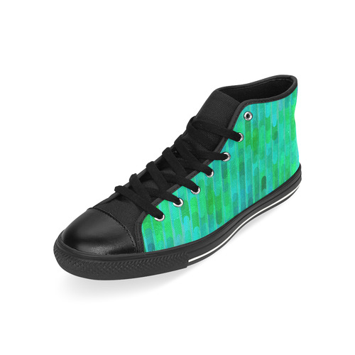 Beautiful Blue Green Abstract Pattern High Top Canvas Women's Shoes/Large Size (Model 017)