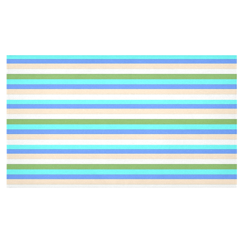 Beach Color Stripes of Sint Maarten Cotton Linen Tablecloth 60"x 104"