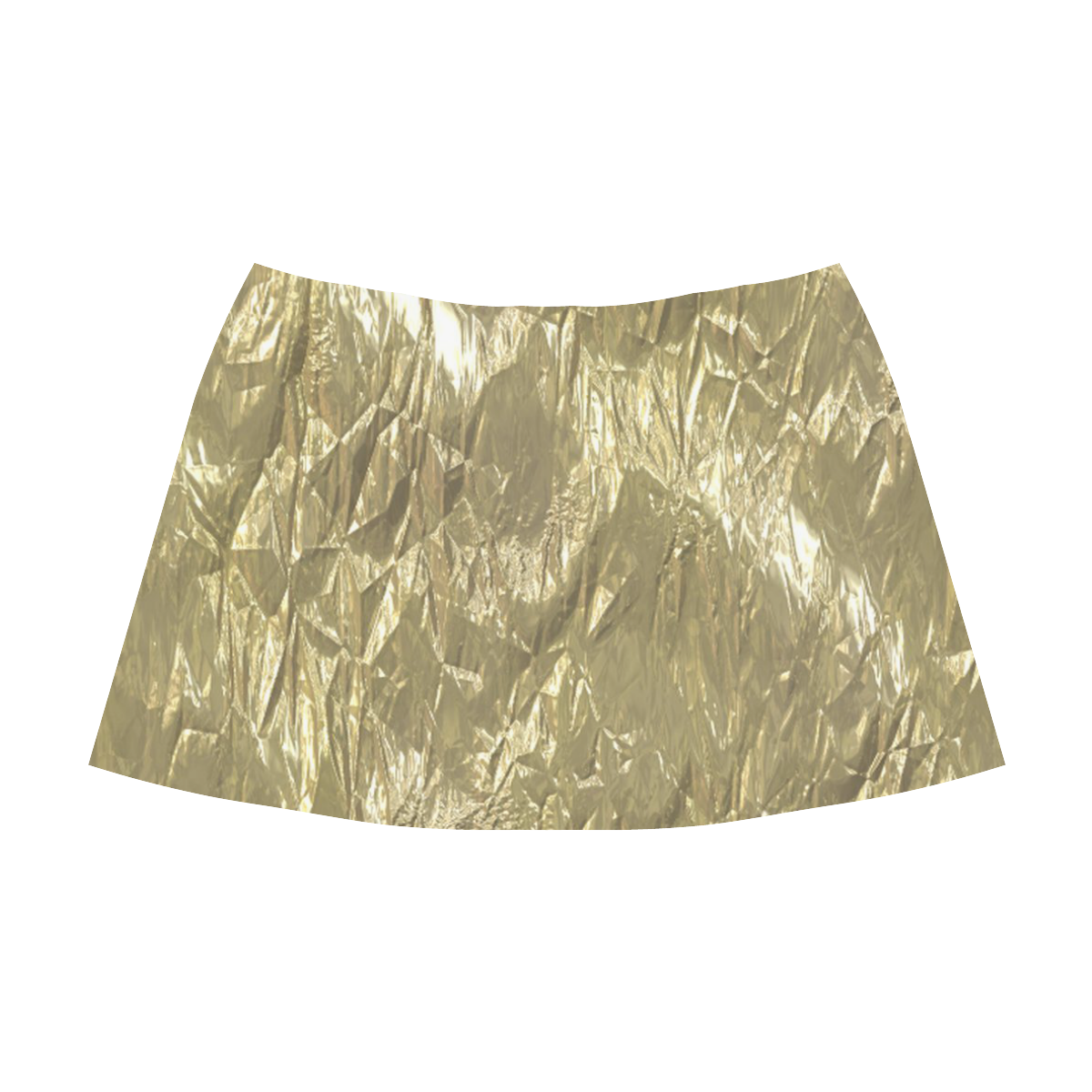 crumpled foil golden Mnemosyne Women's Crepe Skirt (Model D16)