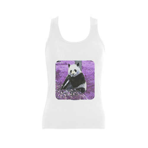 funky lilac panda Women's Shoulder-Free Tank Top (Model T35)