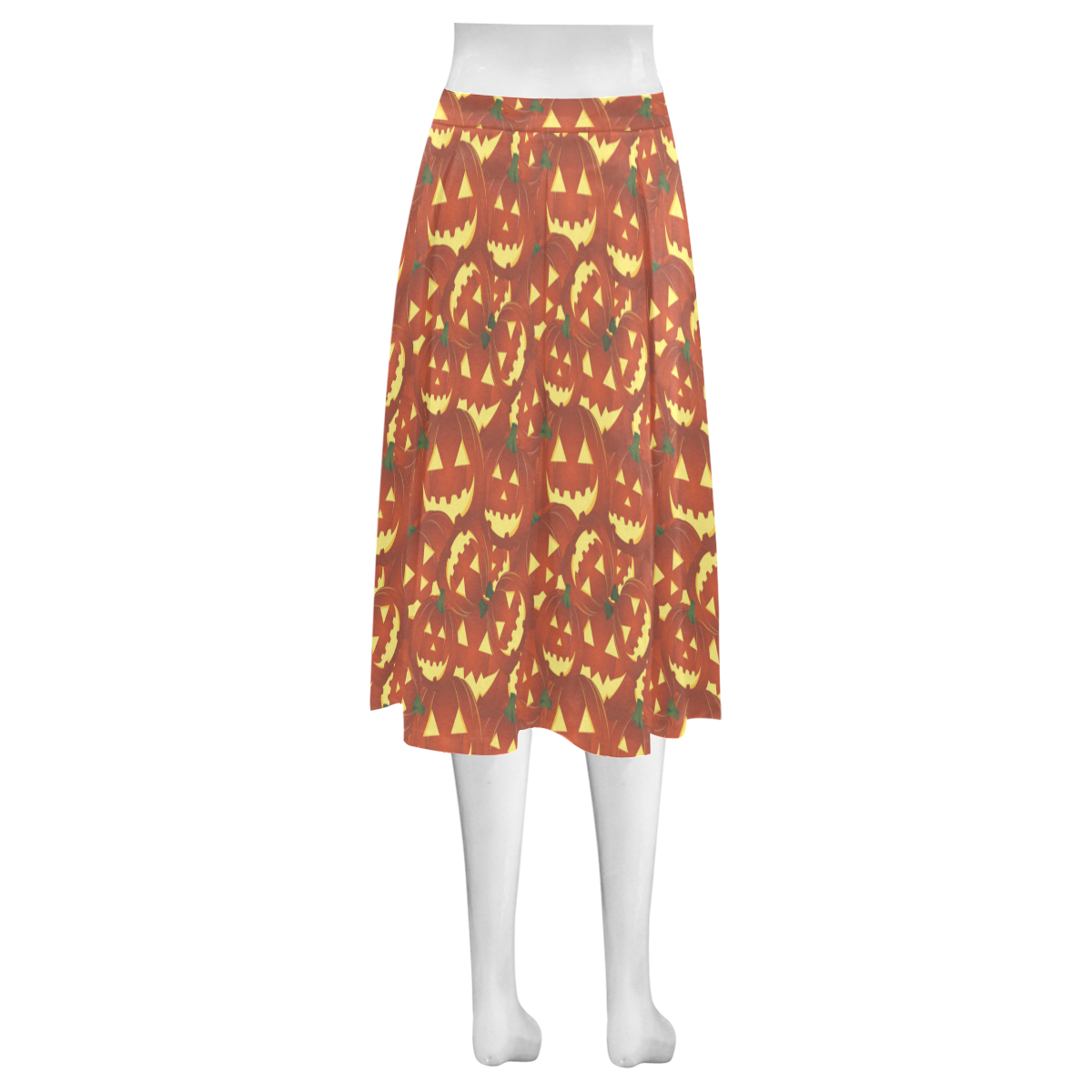 halloween pumpkins Mnemosyne Women's Crepe Skirt (Model D16)