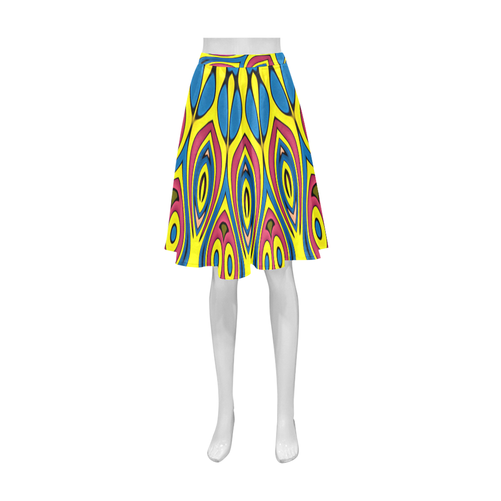 Yellow Flower Mandala Athena Women's Short Skirt (Model D15)