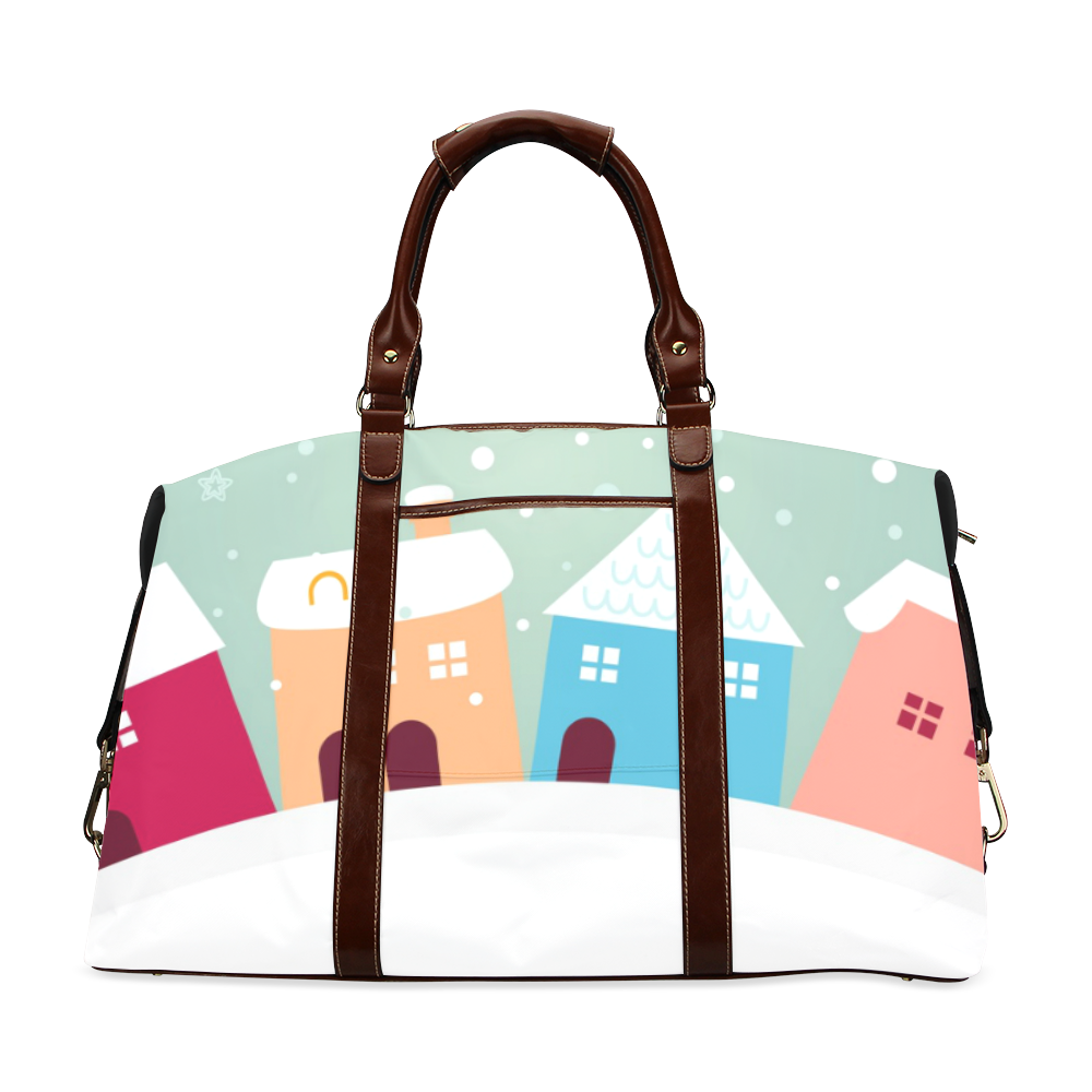 New arrival in Shop! Travel designers bags edition with hand-drawn Original art. Christmas village.  Classic Travel Bag (Model 1643) Remake