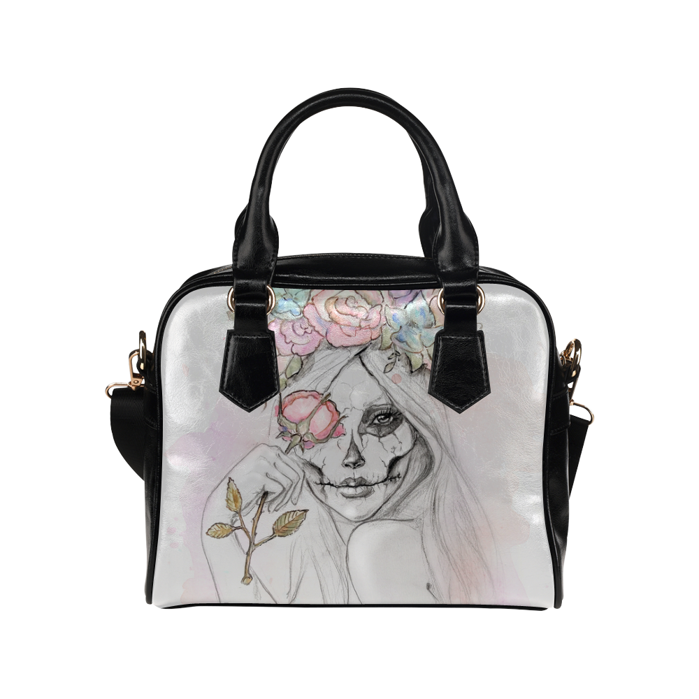 Boho Queen, skull girl, watercolor woman Shoulder Handbag (Model 1634)