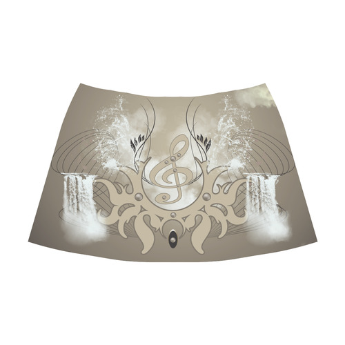 Music, clef with waterfalls Mnemosyne Women's Crepe Skirt (Model D16)