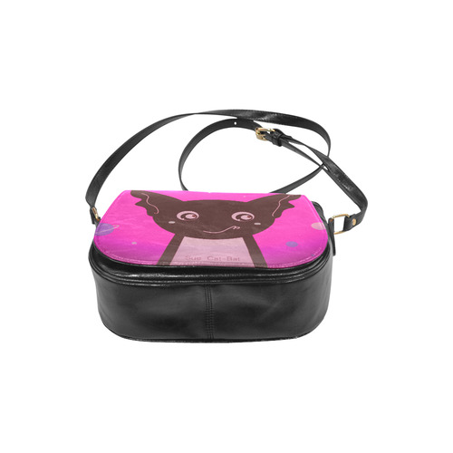 "Sue Cat-Bat" Authentic Original designers bag edition in Vintage fabulous style. Pink and Classic Saddle Bag/Small (Model 1648)