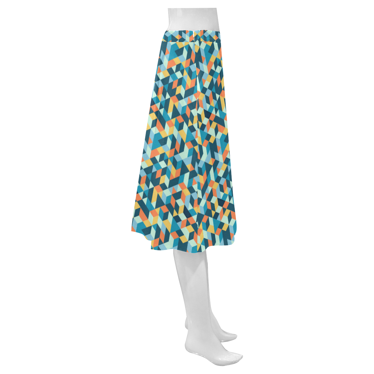 cubes Mnemosyne Women's Crepe Skirt (Model D16)