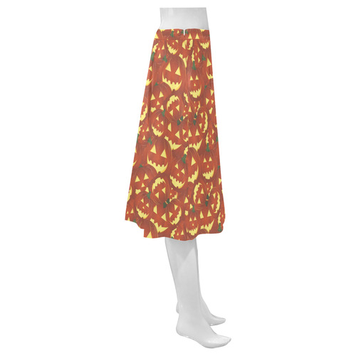 halloween pumpkins Mnemosyne Women's Crepe Skirt (Model D16)