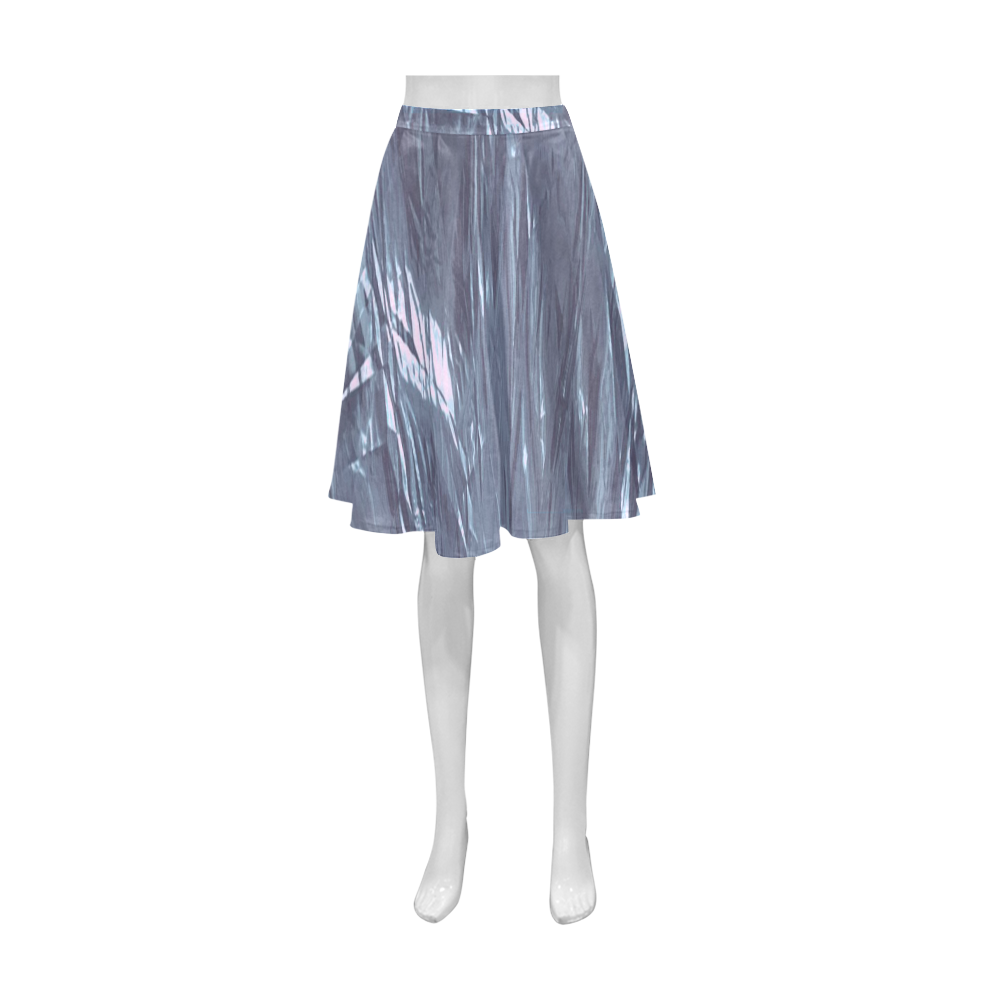 crumpled foil blue Athena Women's Short Skirt (Model D15)