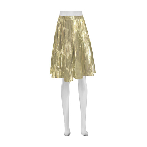 crumpled foil golden Athena Women's Short Skirt (Model D15)