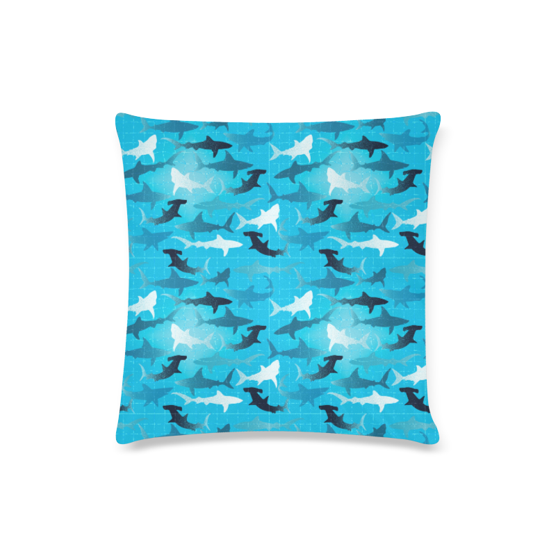 sharks! Custom Zippered Pillow Case 16"x16"(Twin Sides)