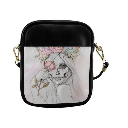 Boho Queen, skull girl, watercolor woman Sling Bag (Model 1627)