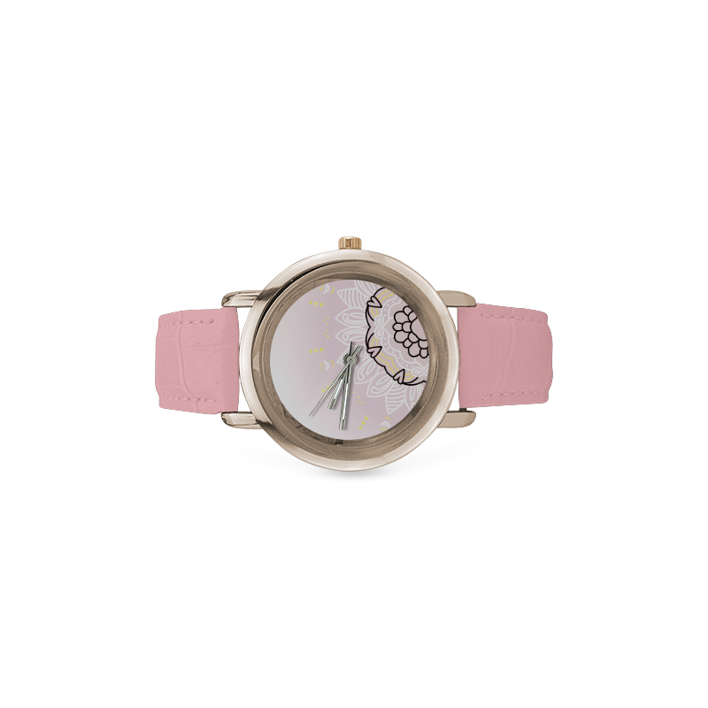 New arrival in shop. Designers watches with hand-drawn mandala art. New edition 2016 with pink and s Women's Rose Gold Leather Strap Watch(Model 201)