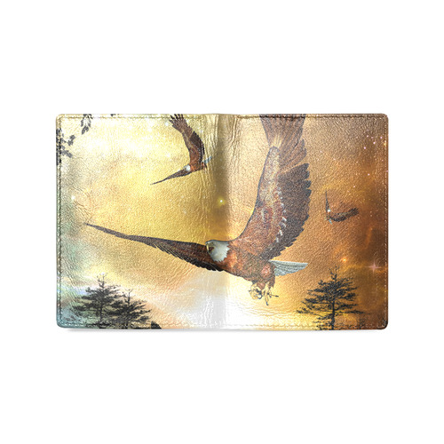 Awesome flying eagle Men's Leather Wallet (Model 1612)