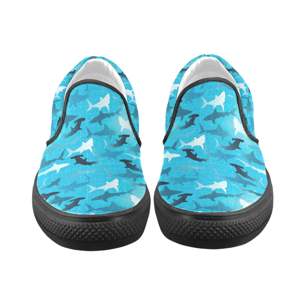 sharks! Slip-on Canvas Shoes for Men/Large Size (Model 019)