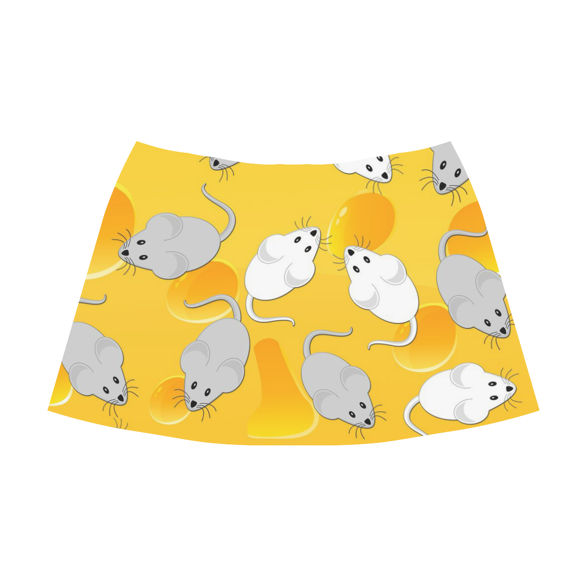 mice on cheese Mnemosyne Women's Crepe Skirt (Model D16)