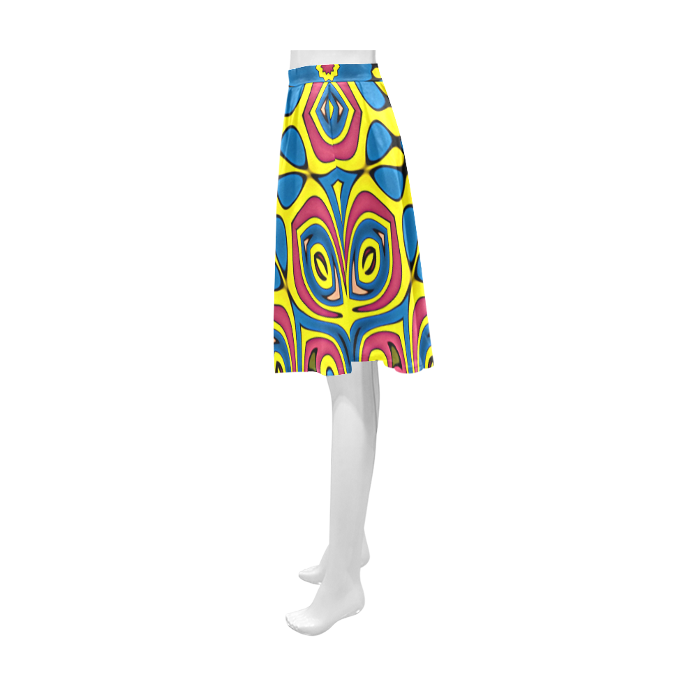 Yellow Flower Mandala Athena Women's Short Skirt (Model D15)