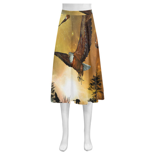 Awesome flying eagle Mnemosyne Women's Crepe Skirt (Model D16)