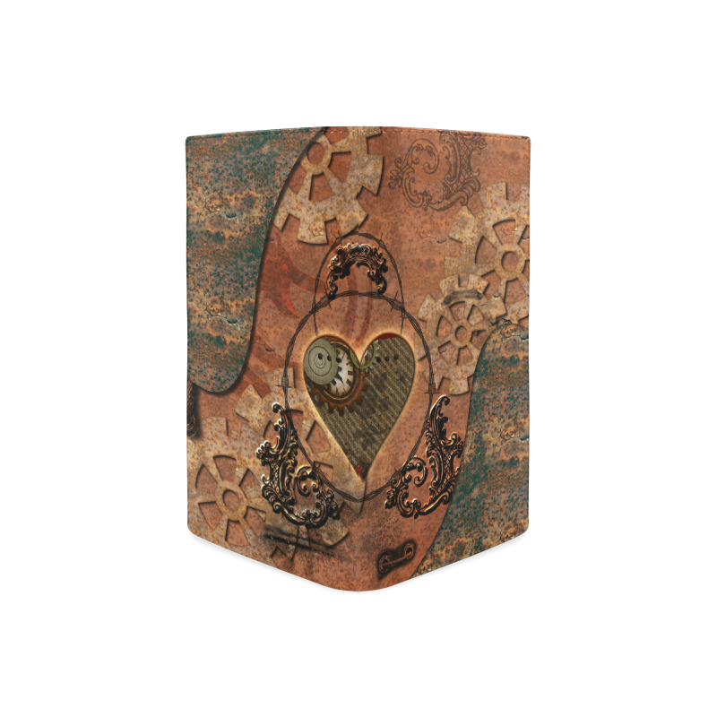 Steampunk wonderful heart, clocks and gears Women's Leather Wallet (Model 1611)