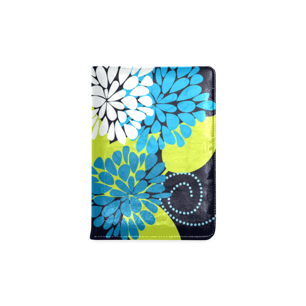 Blue Aqua Abstract Modern Floral Custom NoteBook A5