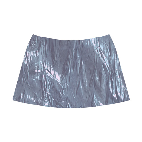 crumpled foil blue Mnemosyne Women's Crepe Skirt (Model D16)