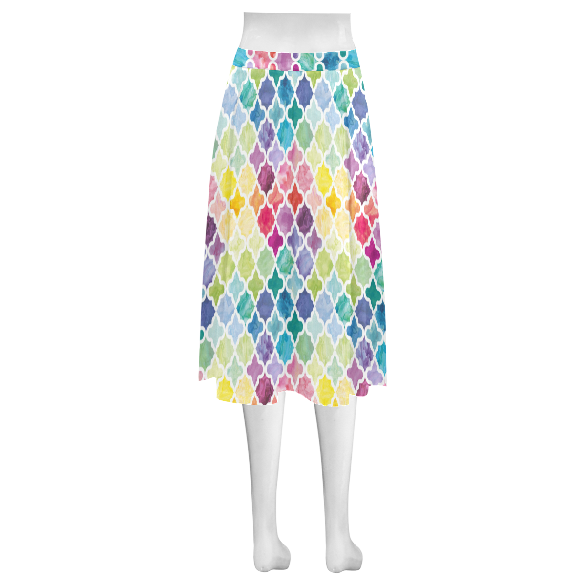 watercolor pattern Mnemosyne Women's Crepe Skirt (Model D16)