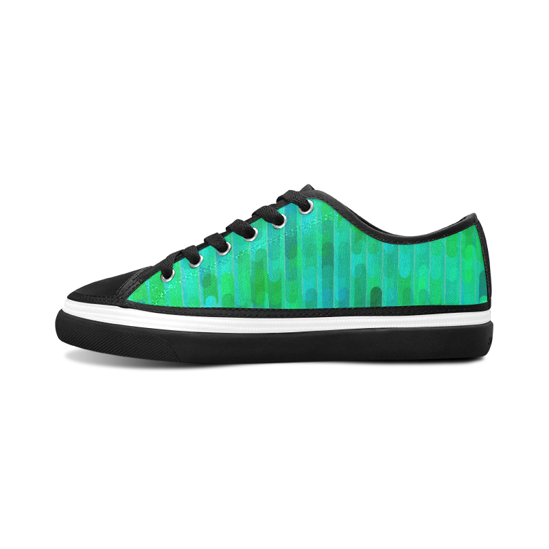 Beautiful Blue Green Abstract Pattern Women's Canvas Zipper Shoes/Large Size (Model 001)