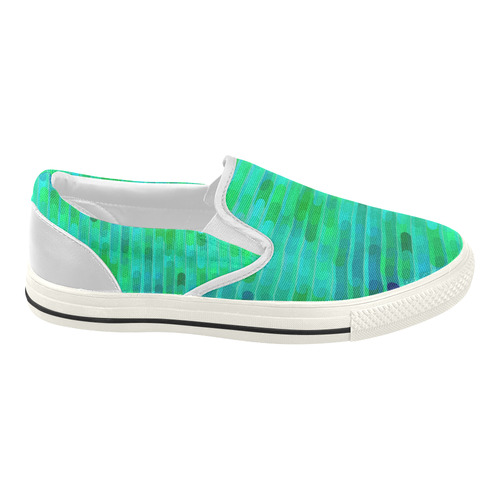 Beautiful Blue Green Abstract Pattern Women's Slip-on Canvas Shoes (Model 019)