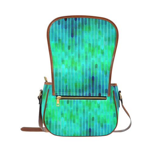 Beautiful Blue Green Abstract Pattern Saddle Bag/Small (Model 1649) Full Customization