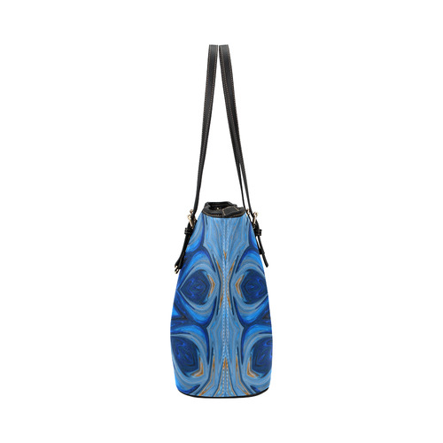 Blue Blossom Mandala Leather Tote Bag/Small (Model 1651)