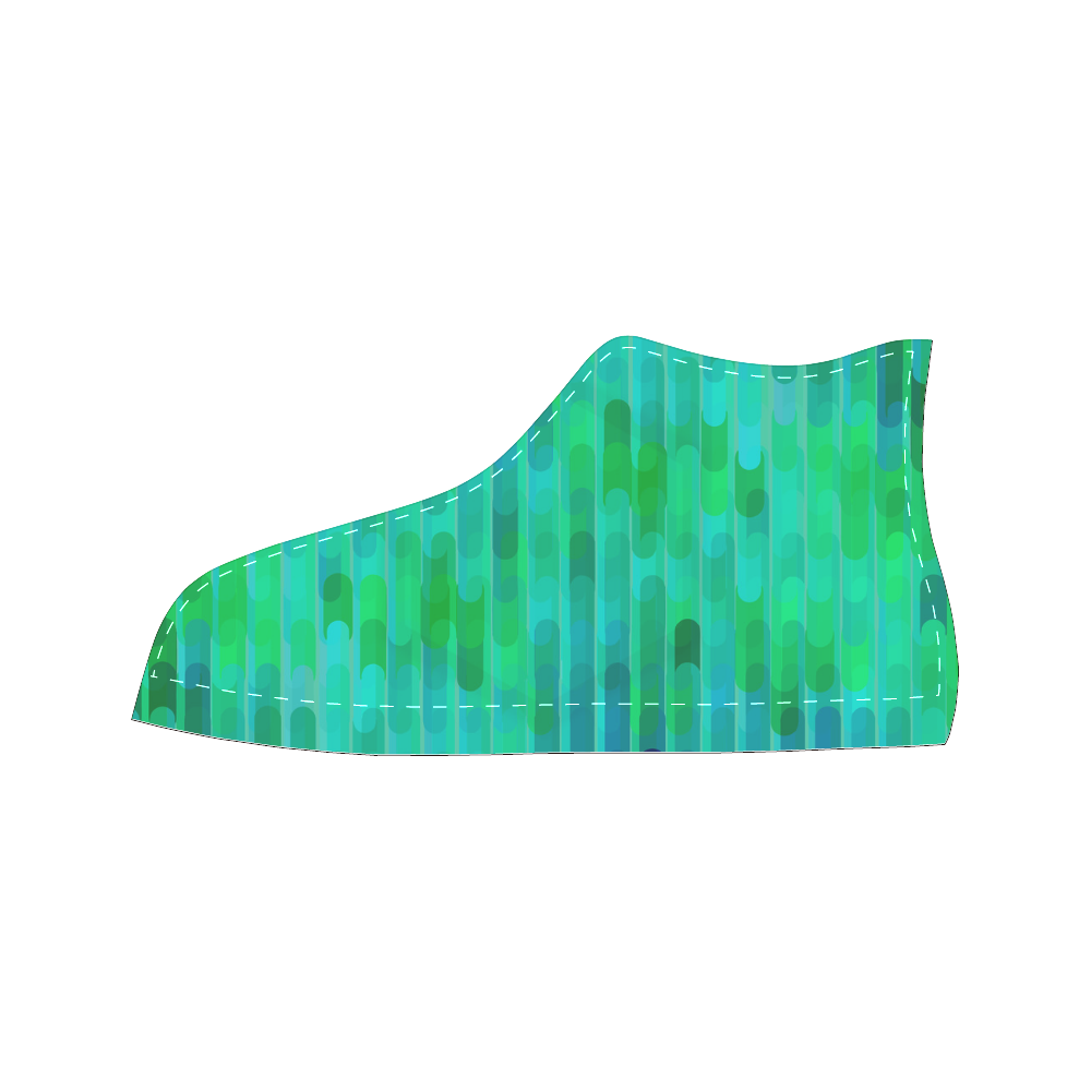 Beautiful Blue Green Abstract Pattern High Top Canvas Women's Shoes/Large Size (Model 017)