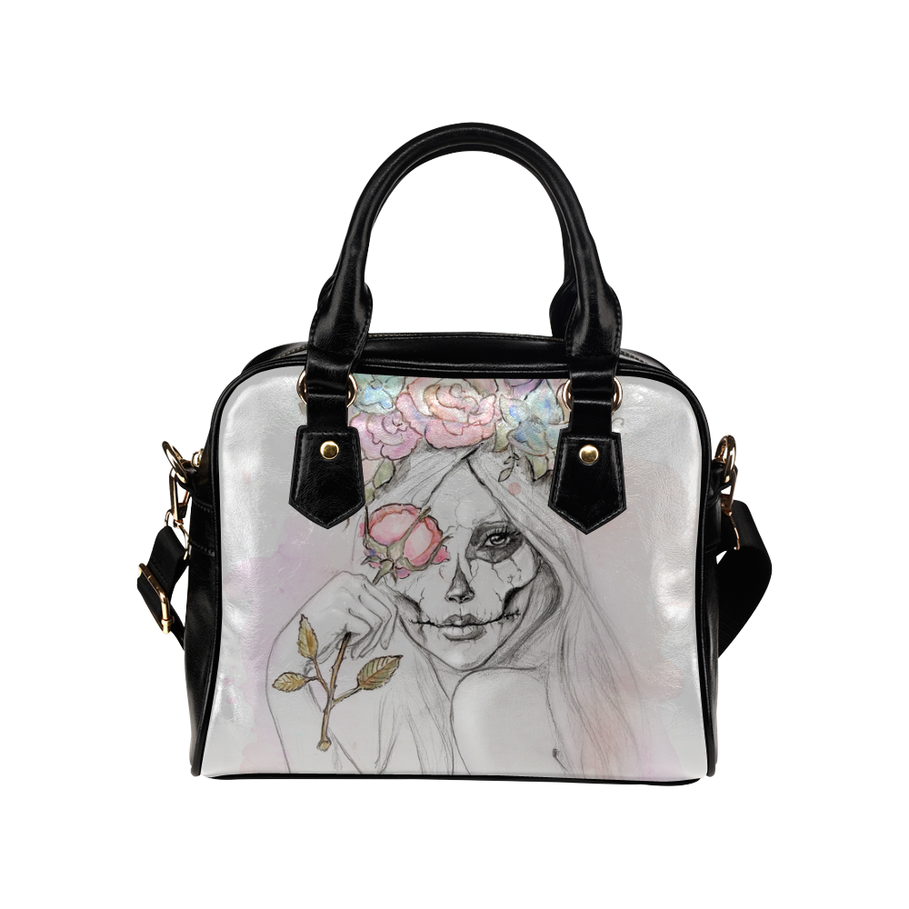 Boho Queen, skull girl, watercolor woman Shoulder Handbag (Model 1634)