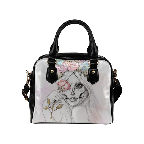 Boho Queen, skull girl, watercolor woman Shoulder Handbag (Model 1634)
