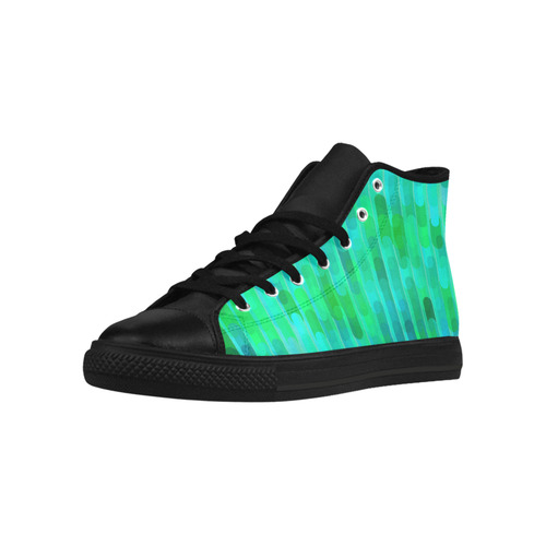 Beautiful Blue Green Abstract Pattern Aquila High Top Microfiber Leather Women's Shoes (Model 032)